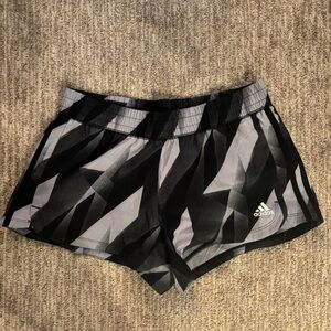 Adidas Women's Geometric Black and Gray Athletic Shorts